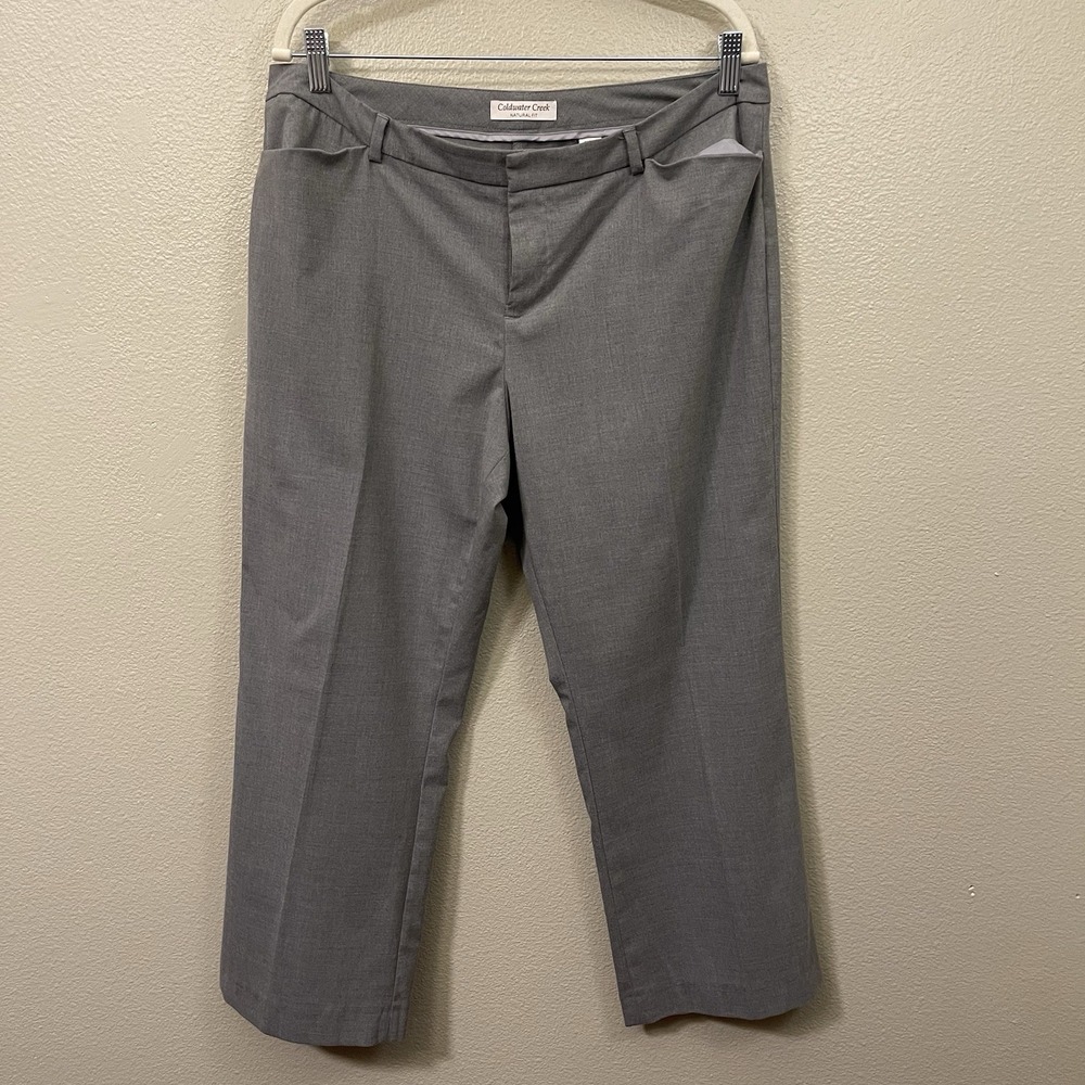 Coldwater Creek Cropped Slacks Pants Straight Leg Gray Office Classy Preppy 14 P